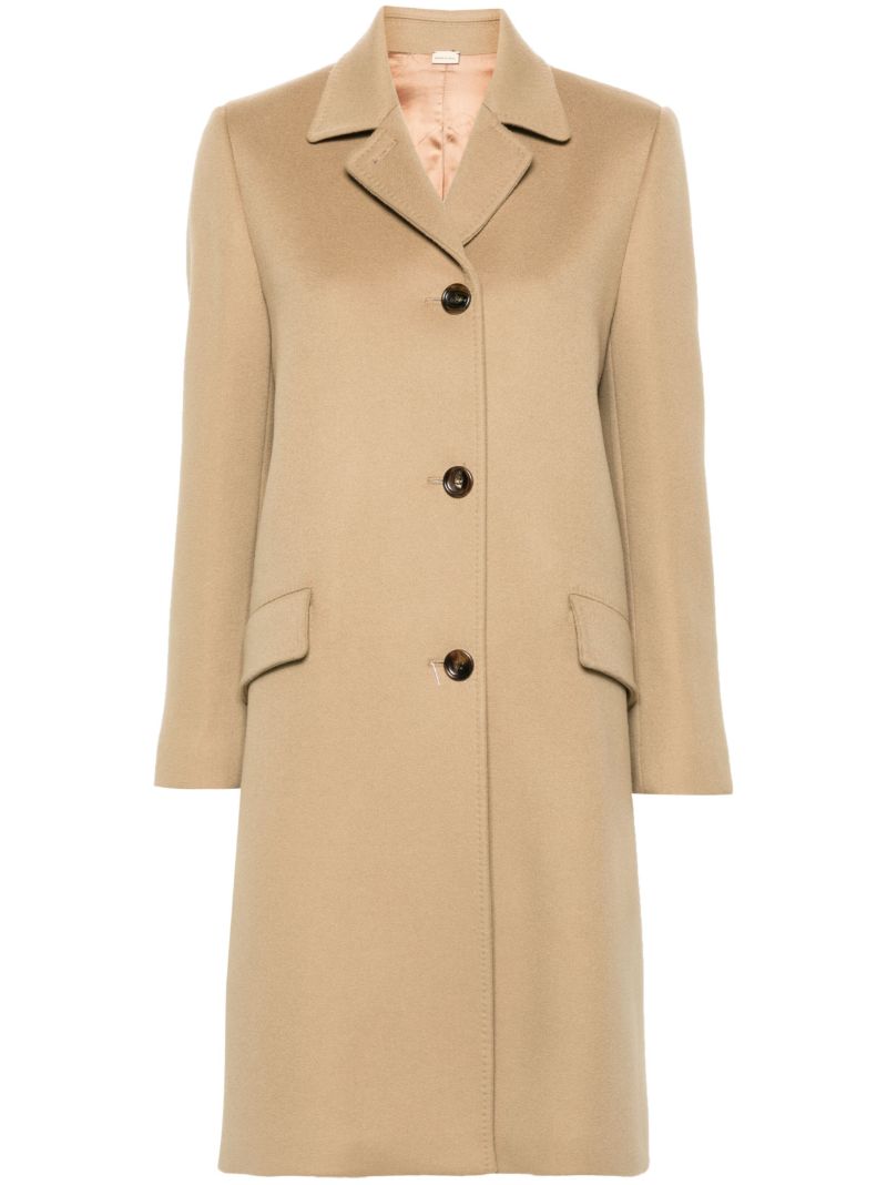 Neutral Single-breasted Wool Coat
