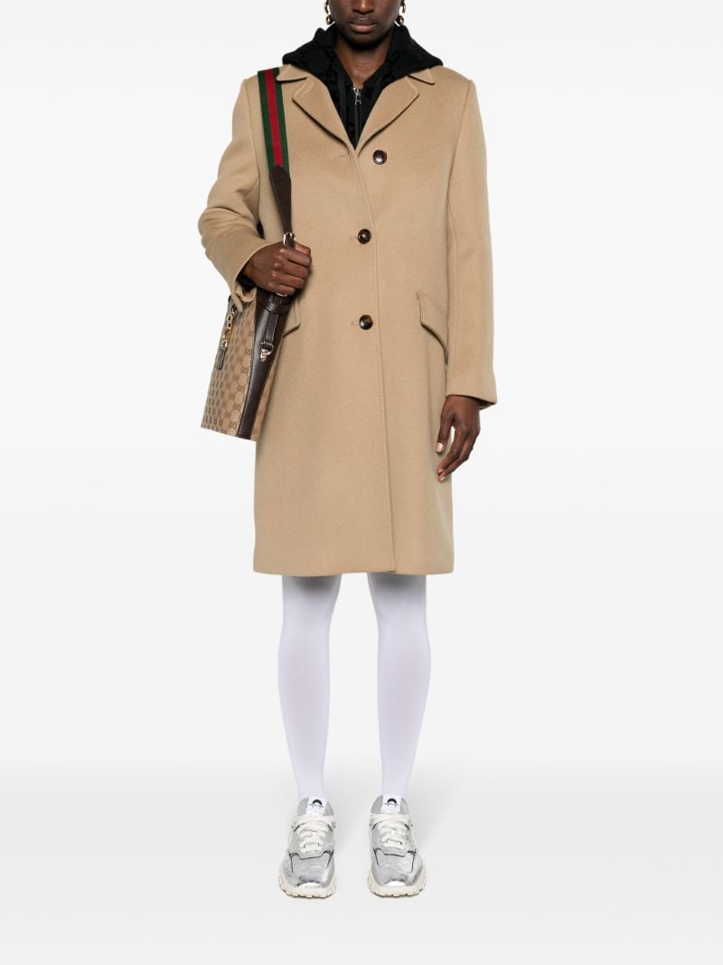 Neutral Single-breasted Wool Coat