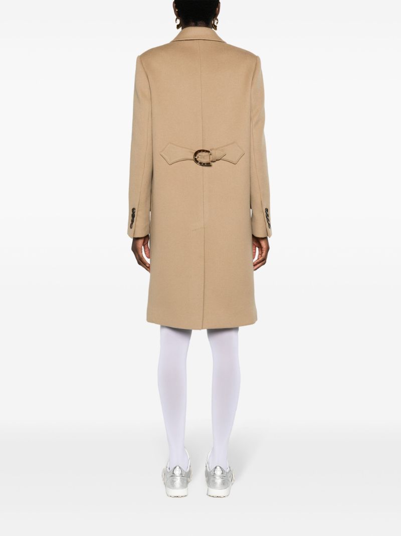 Neutral Single-breasted Wool Coat