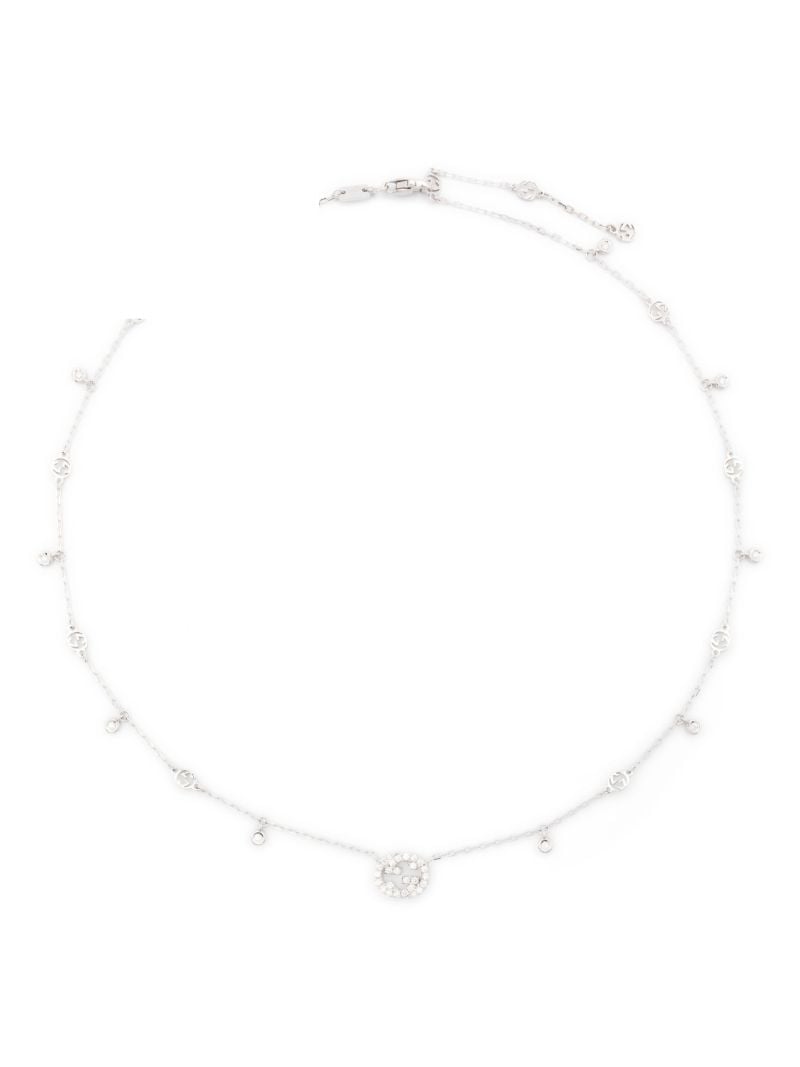 18k White Gold Interlocking G Diamond Necklace