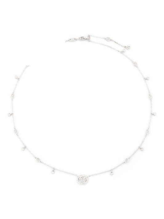 18k White Gold Interlocking G Diamond Necklace