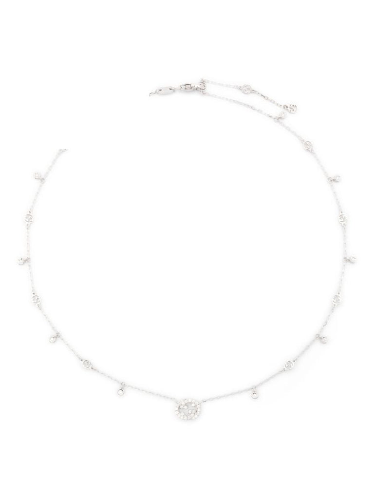 18k White Gold Interlocking G Diamond Necklace