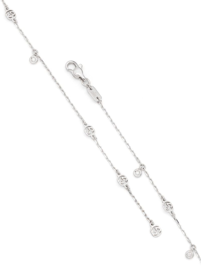 18k White Gold Interlocking G Diamond Necklace