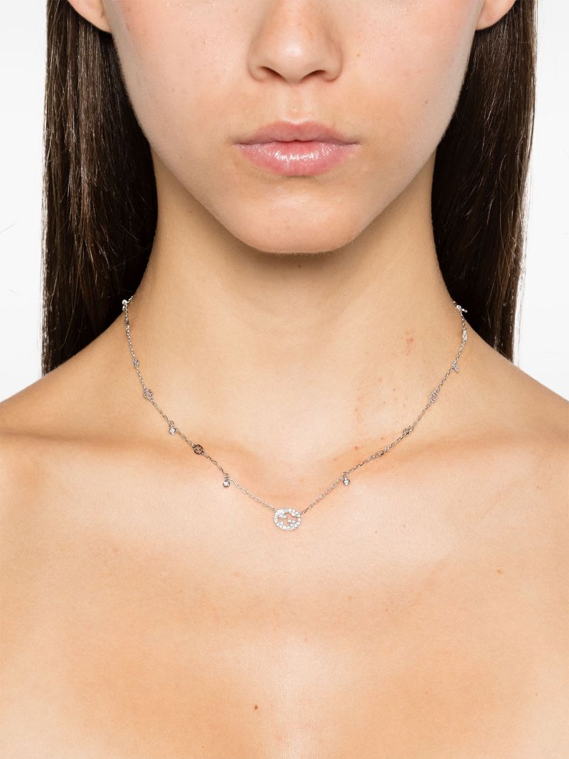 18k White Gold Interlocking G Diamond Necklace