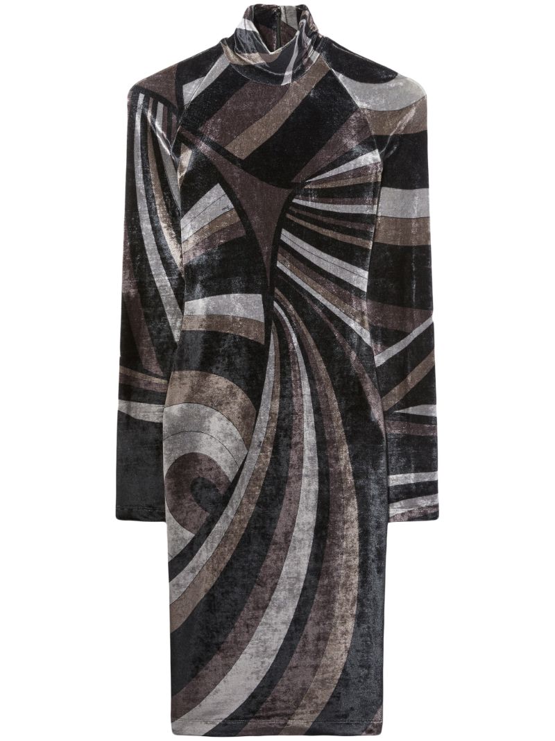 Grey Iride-print Midi Dress