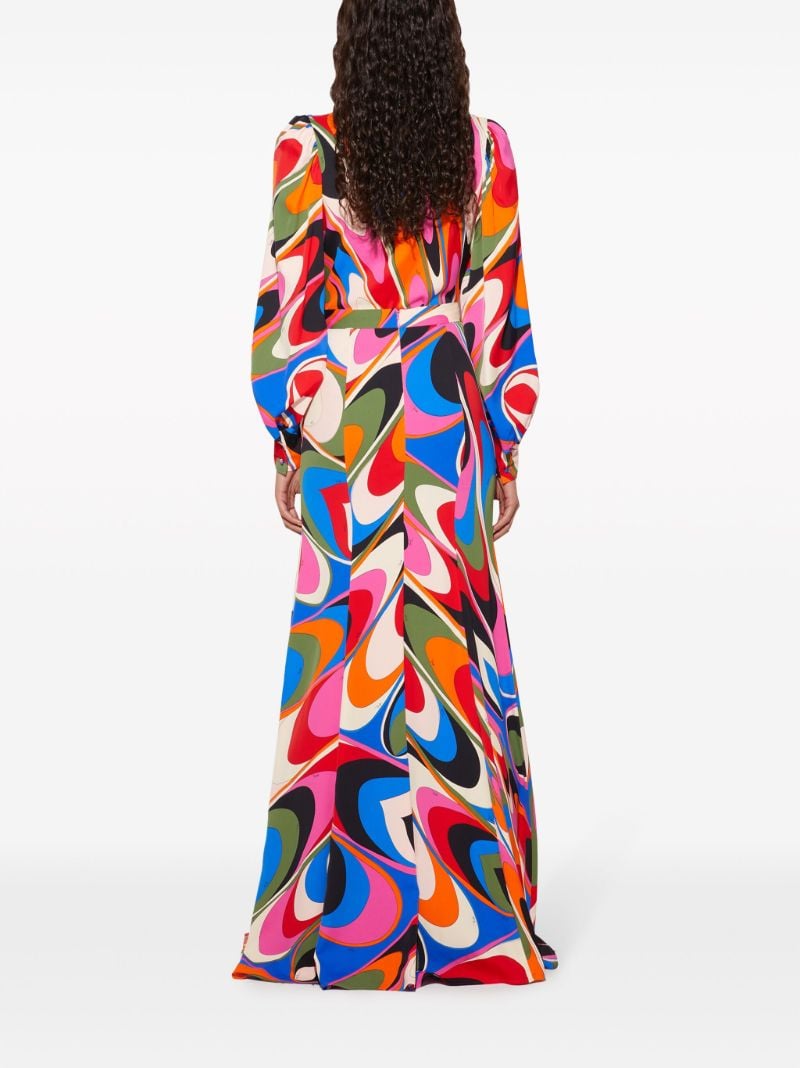 Blue Onde-print Maxi Skirt