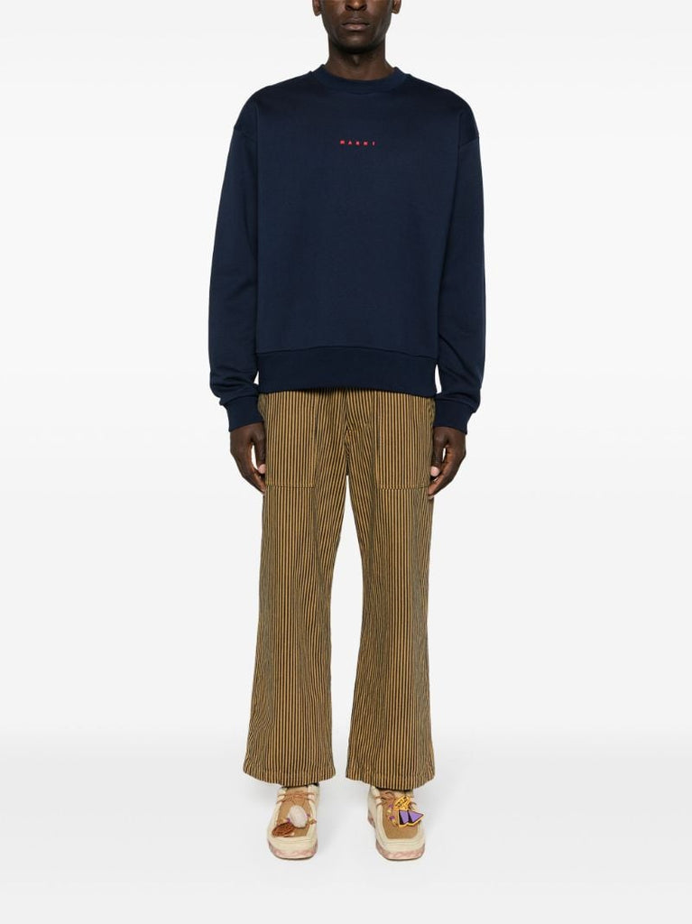 Blue Logo-print Cotton Sweatshirt