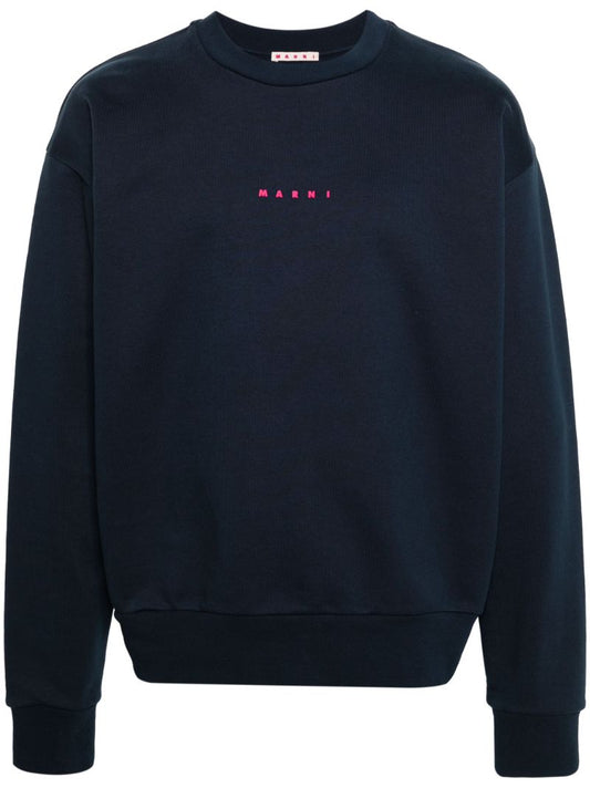 Blue Logo-print Cotton Sweatshirt