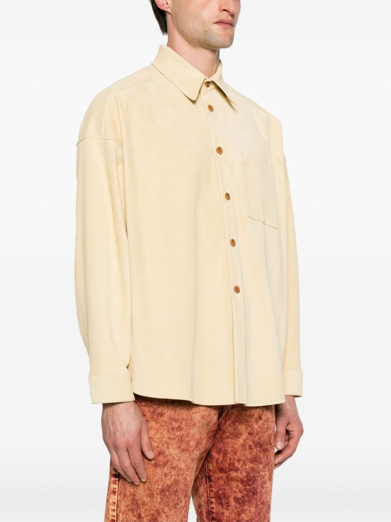 Yellow Button-up Suede Overshirt