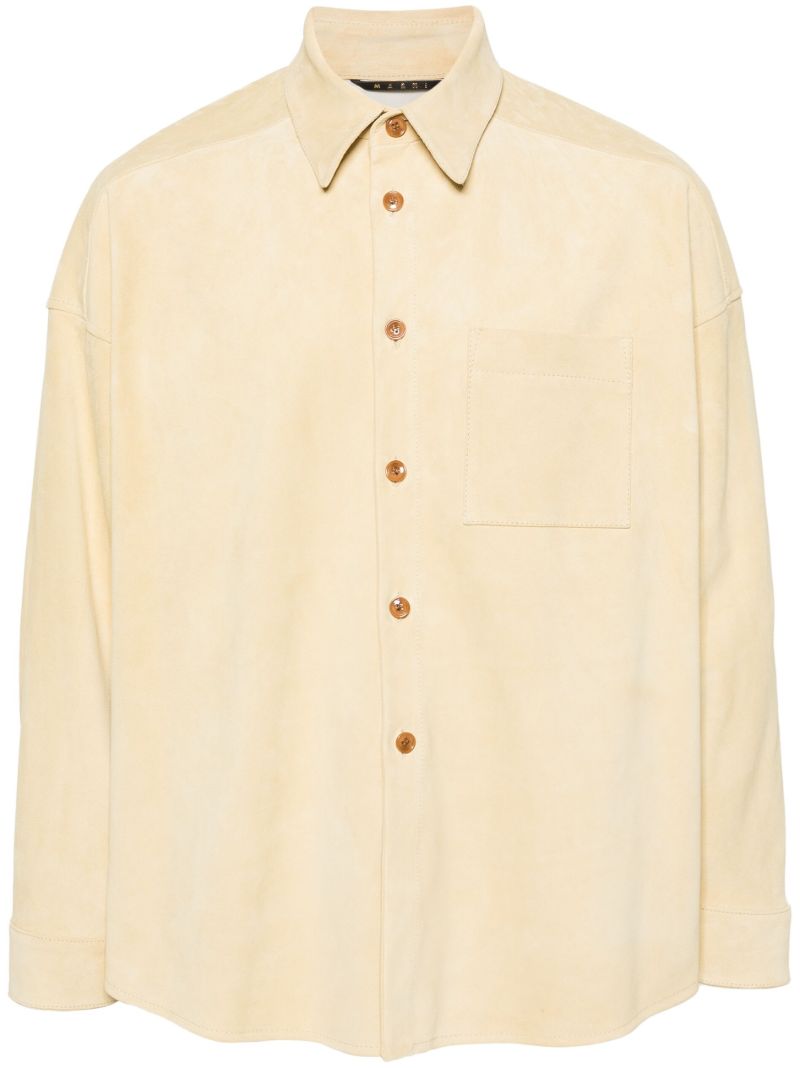 Yellow Button-up Suede Overshirt