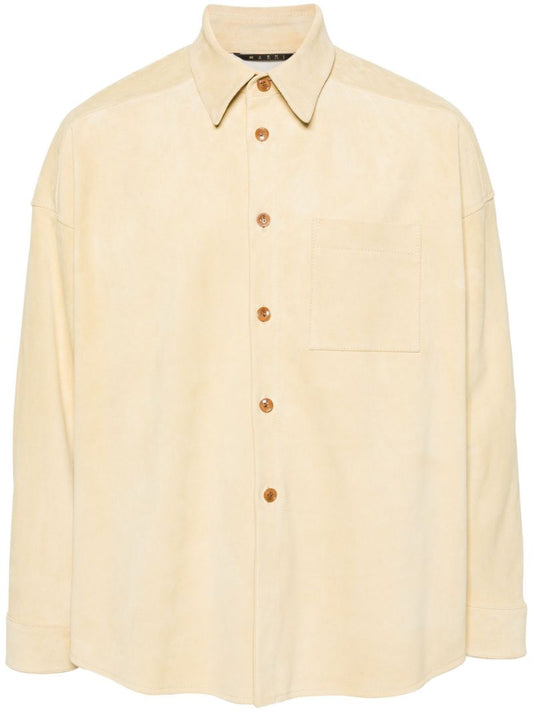 Yellow Button-up Suede Overshirt
