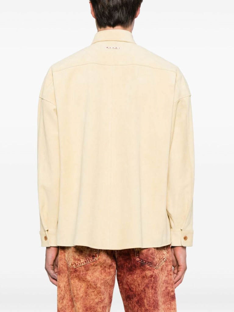 Yellow Button-up Suede Overshirt