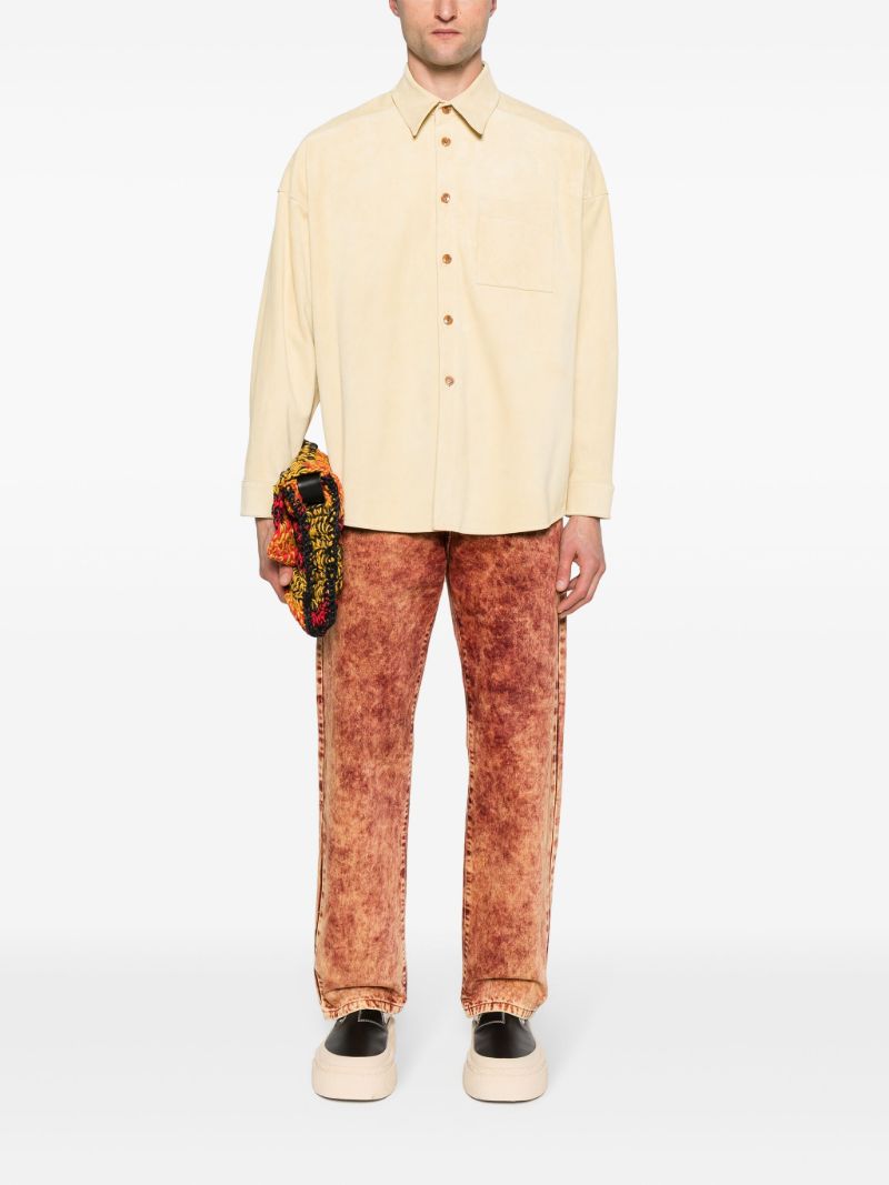Yellow Button-up Suede Overshirt