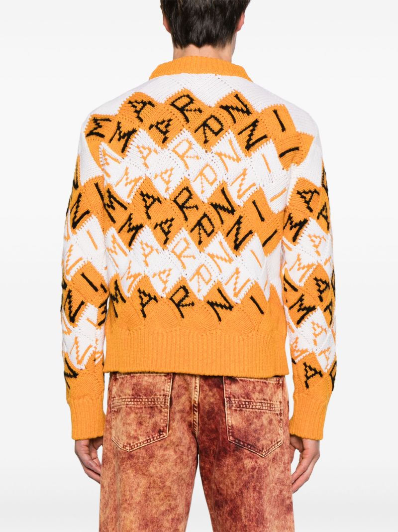 Orange Logo-intarsia Virgin Wool Sweater