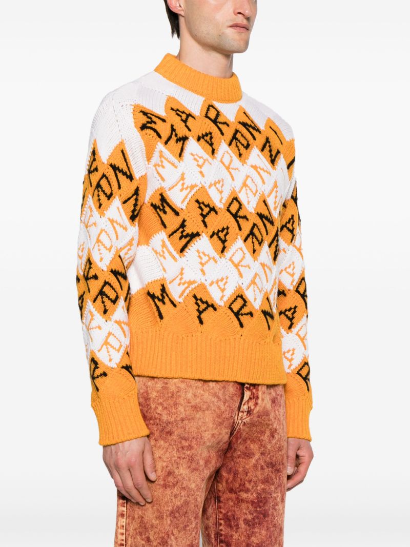 Orange Logo-intarsia Virgin Wool Sweater
