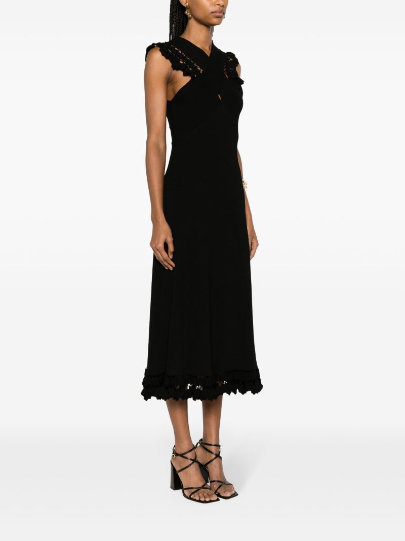 Black Fiora Ruffled Midi Dress