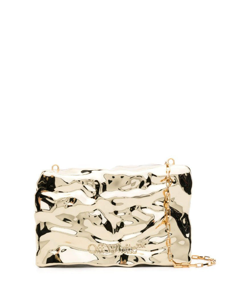 Gold-tone Crushed Metal Clutch Bag