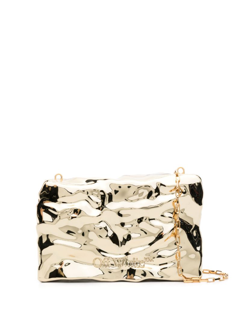 Gold-tone Crushed Metal Clutch Bag