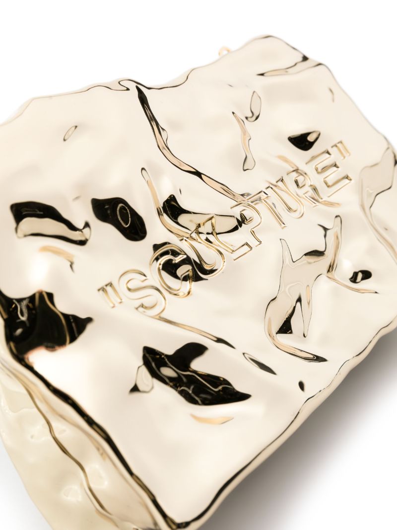 Gold-tone Crushed Metal Clutch Bag