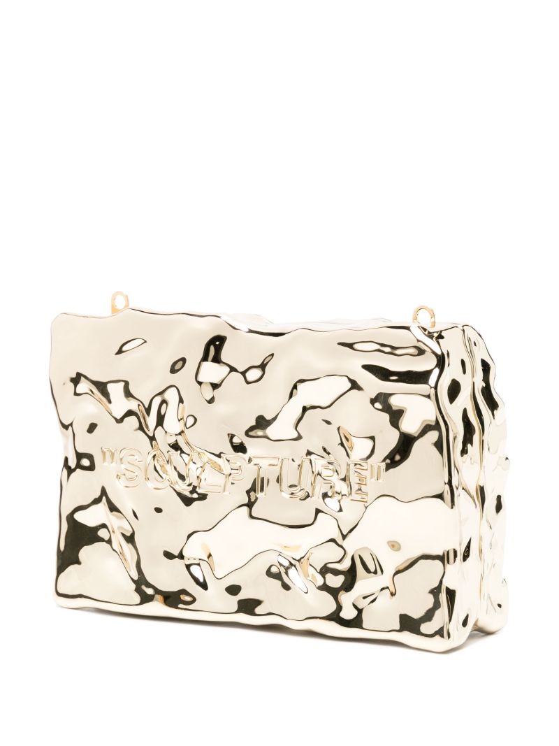 Gold-tone Crushed Metal Clutch Bag
