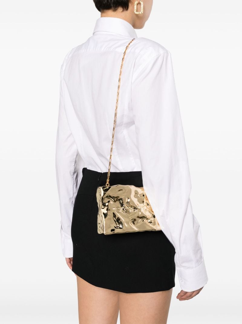 Gold-tone Crushed Metal Clutch Bag
