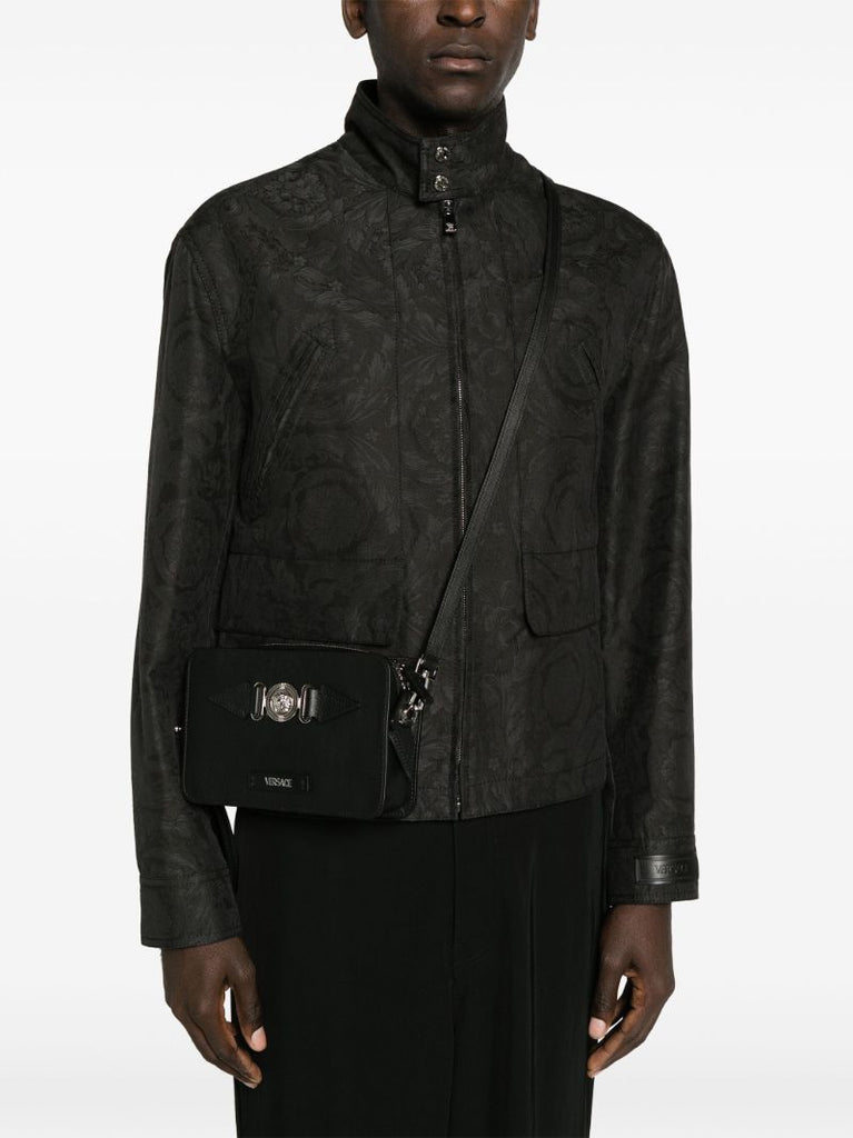 Black Medusa Biggie Small Leather Messenger Bag