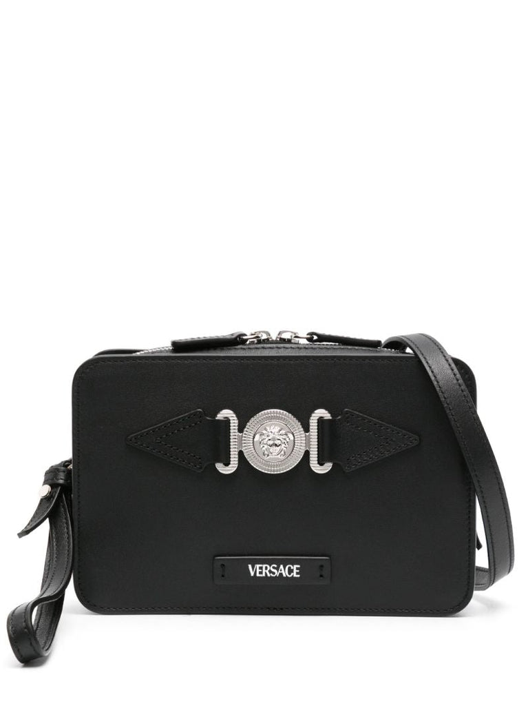 Black Medusa Biggie Small Leather Messenger Bag