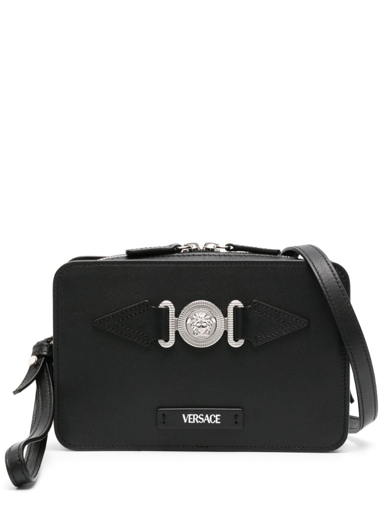 Black Medusa Biggie Small Leather Messenger Bag