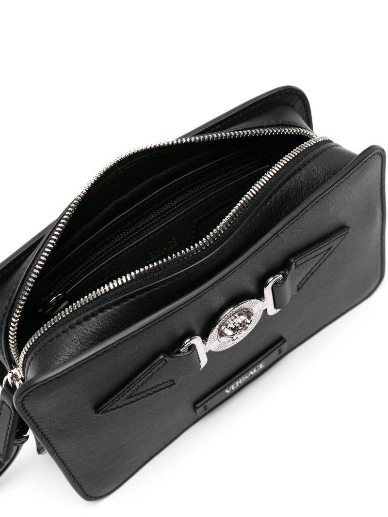 Black Medusa Biggie Small Leather Messenger Bag