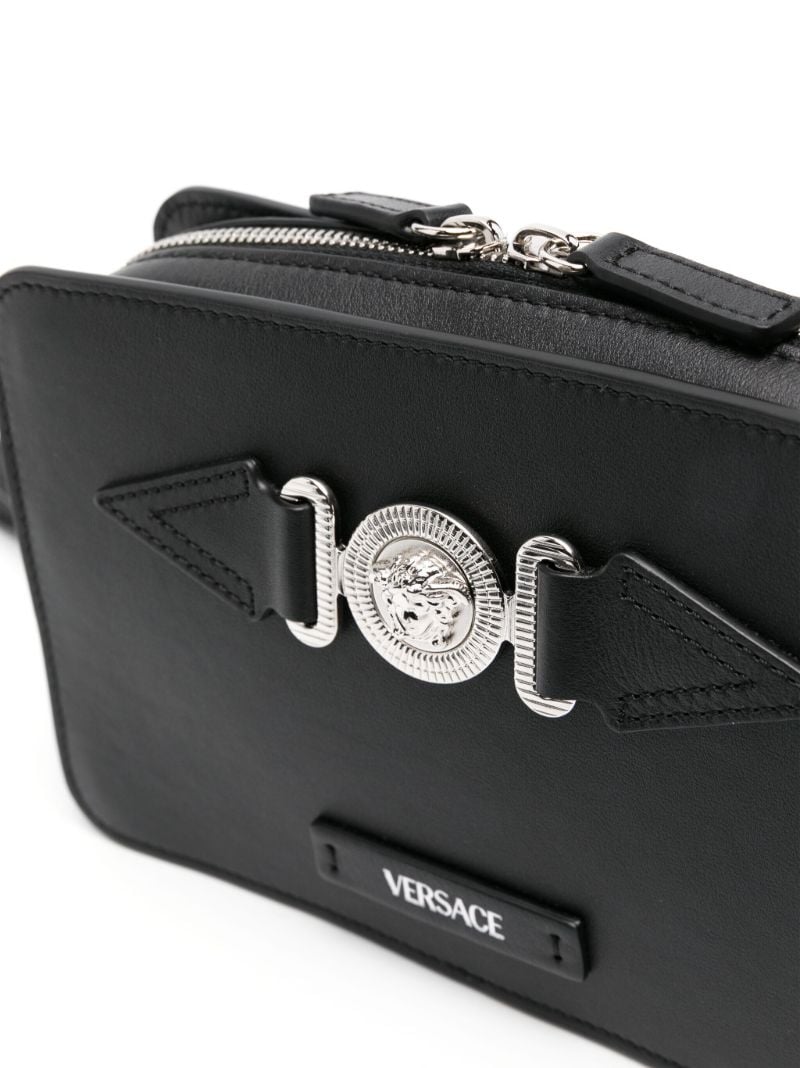 Black Medusa Biggie Small Leather Messenger Bag