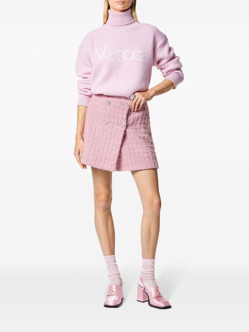 Pink BouclÃ_x0083_Â© Tweed Wrap Mini Skirt
