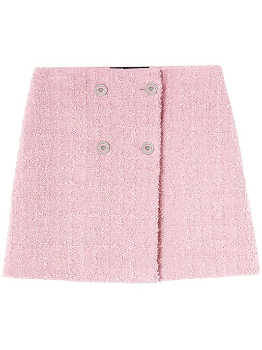 Pink BouclÃ_x0083_Â© Tweed Wrap Mini Skirt