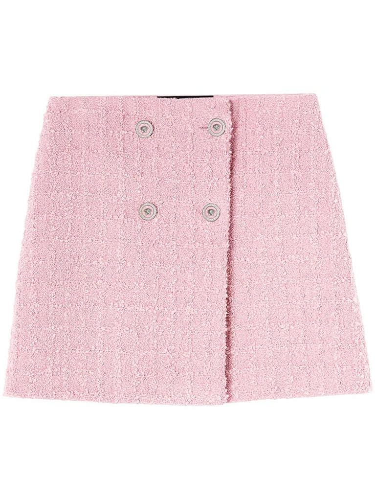 Pink BouclÃ_x0083_Â© Tweed Wrap Mini Skirt