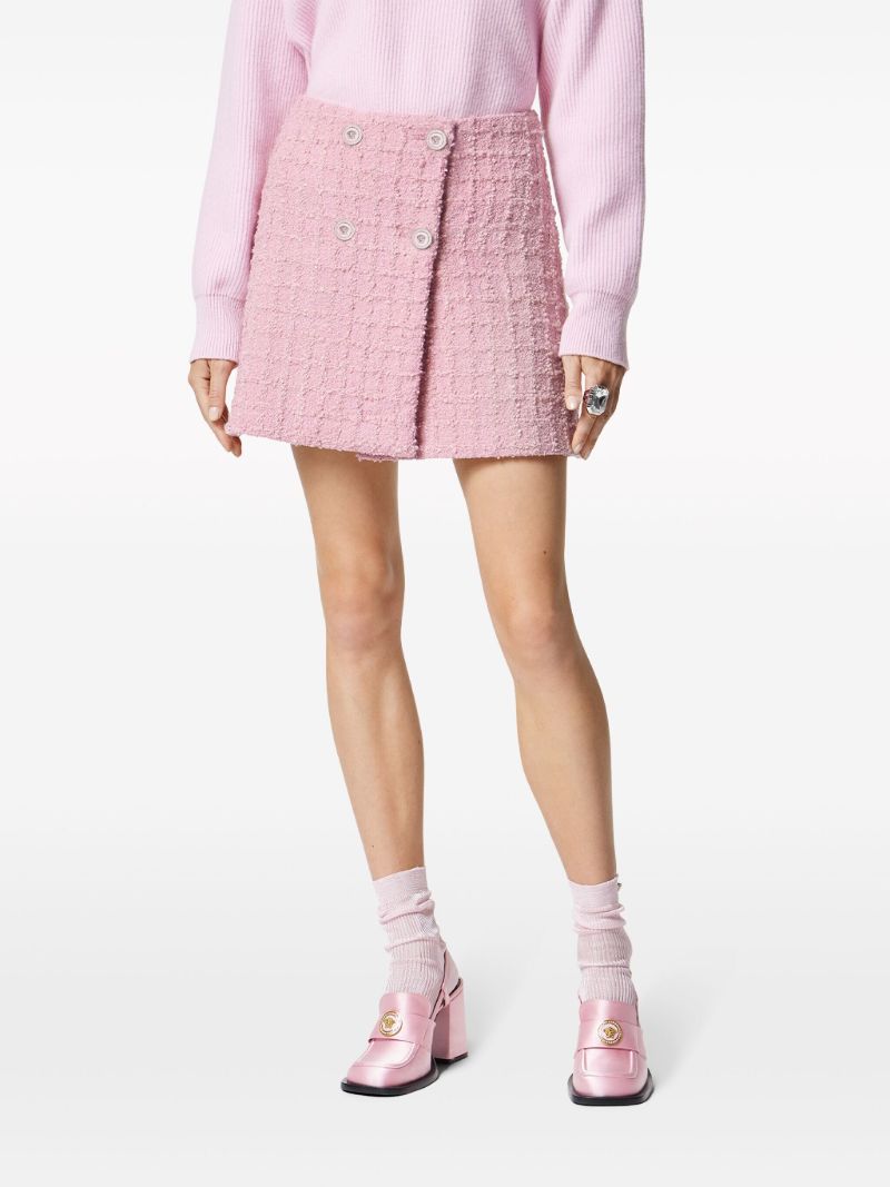 Pink BouclÃ_x0083_Â© Tweed Wrap Mini Skirt