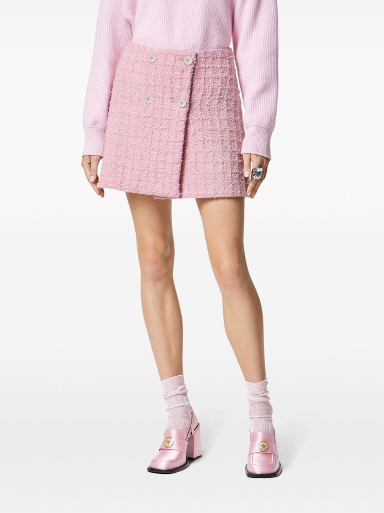 Pink BouclÃ_x0083_Â© Tweed Wrap Mini Skirt