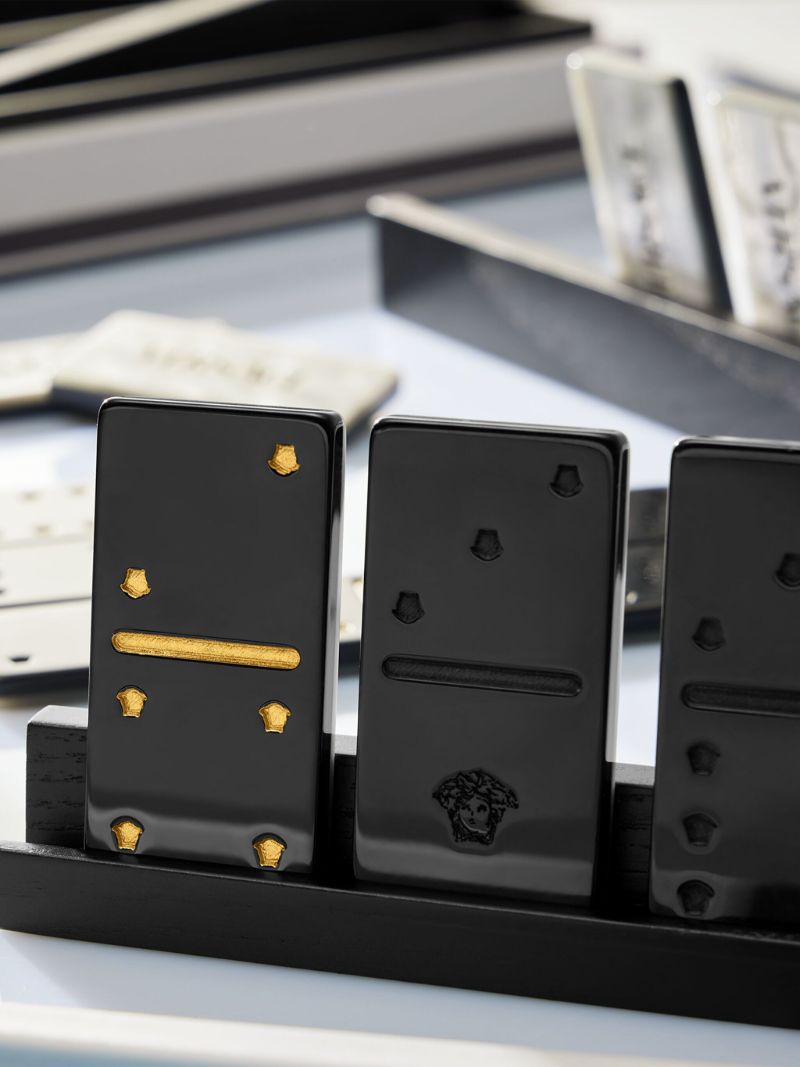 Blue Barocco Domino Set