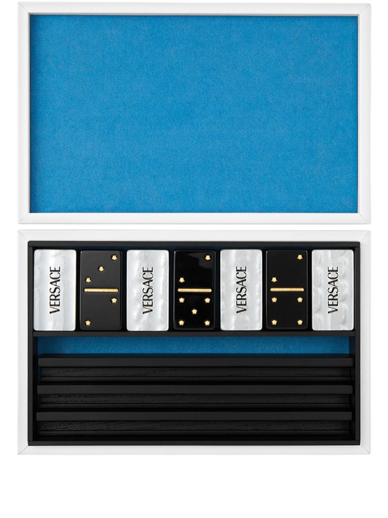 Blue Barocco Domino Set