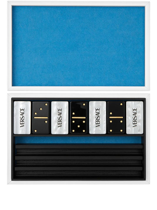 Blue Barocco Domino Set