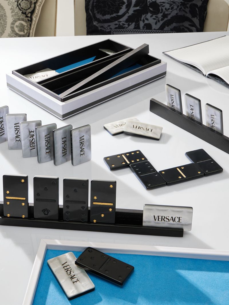 Blue Barocco Domino Set