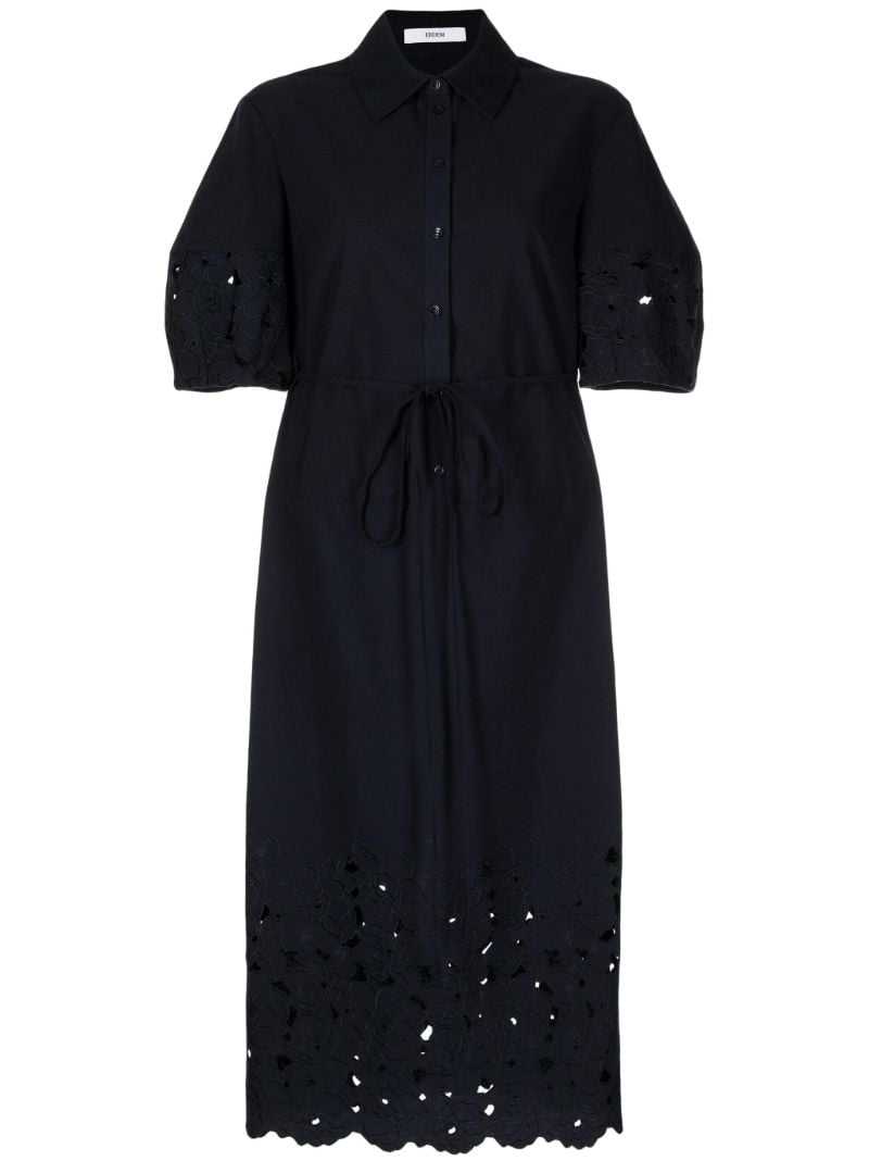 Blue Broderie Anglaise Shirt Dress