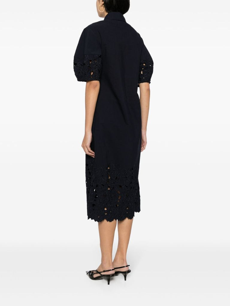 Blue Broderie Anglaise Shirt Dress