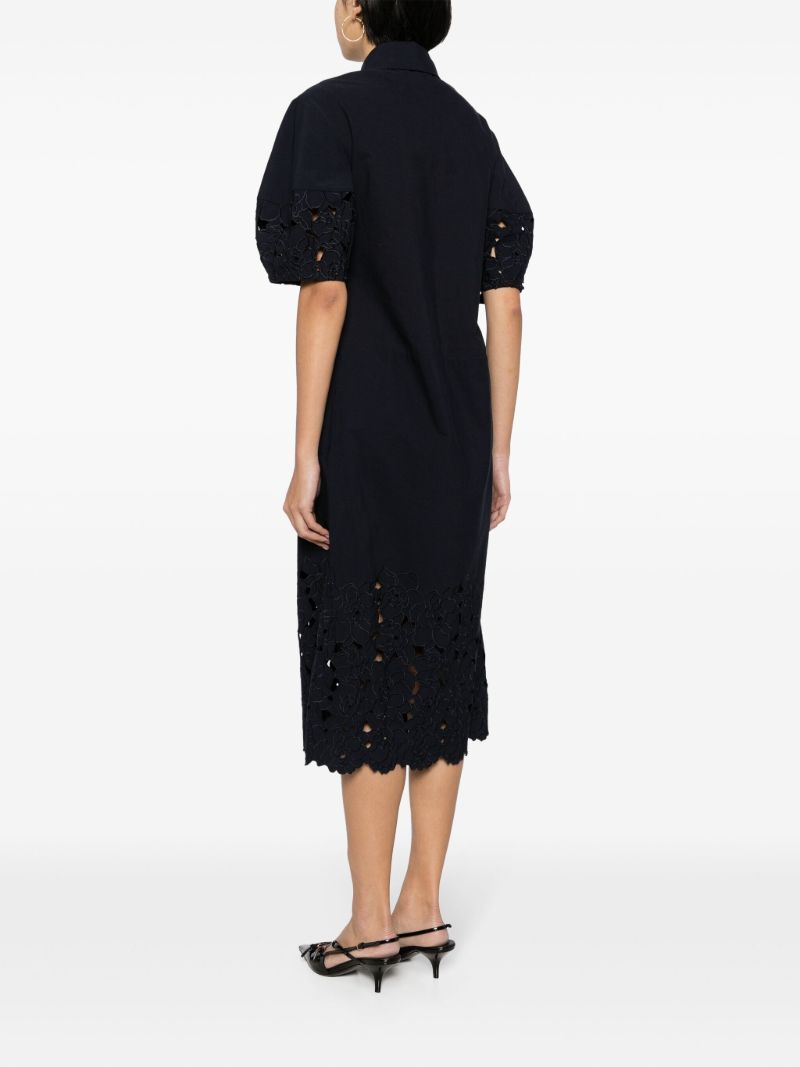 Blue Broderie Anglaise Shirt Dress