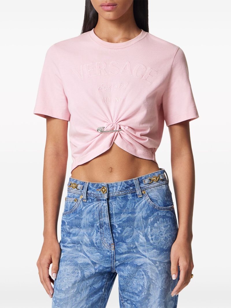 Pink Versace Milano Stamp Cotton T-shirt