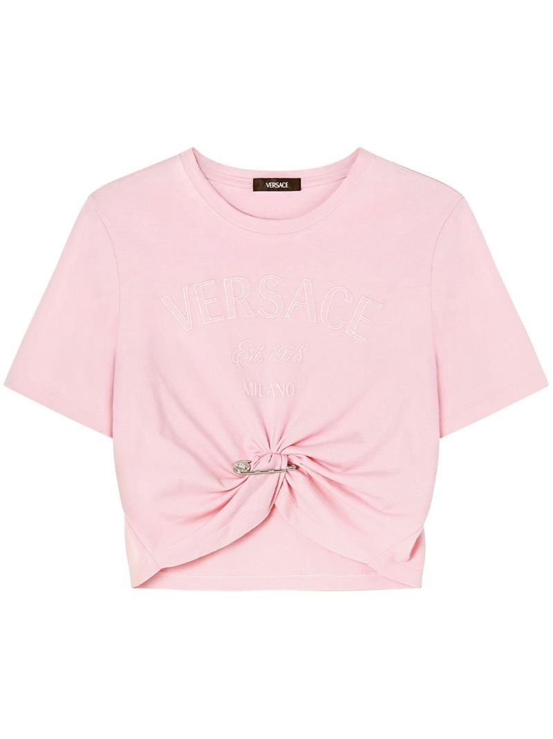 Pink Versace Milano Stamp Cotton T-shirt