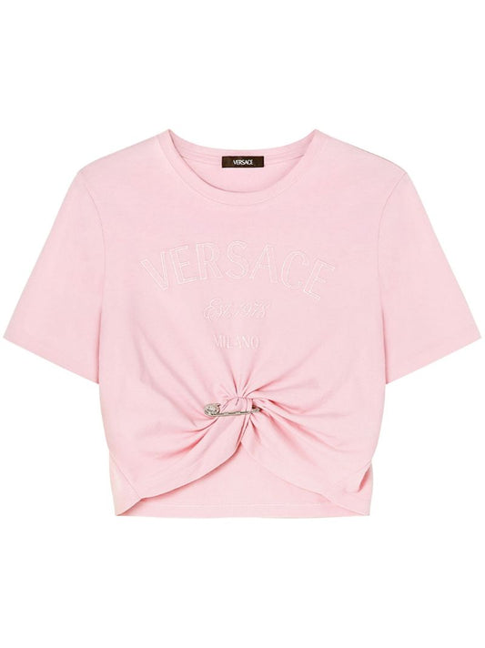 Pink Versace Milano Stamp Cotton T-shirt