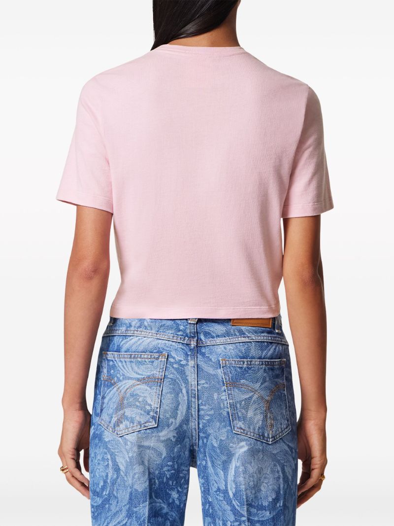 Pink Versace Milano Stamp Cotton T-shirt