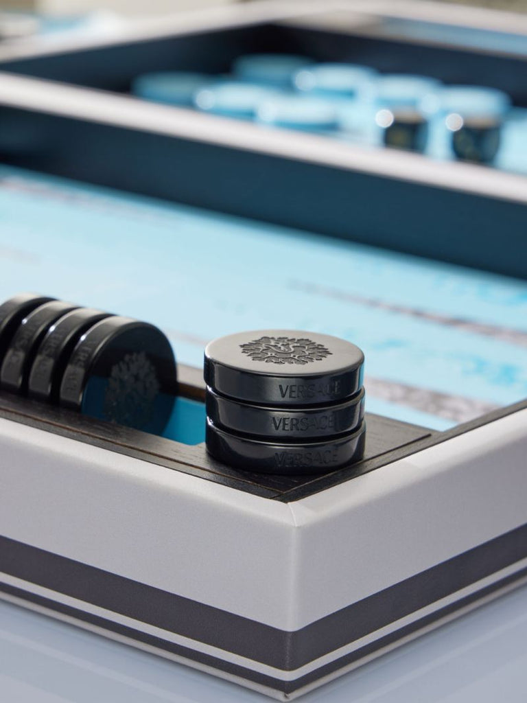 Blue Barocco Backgammon Set