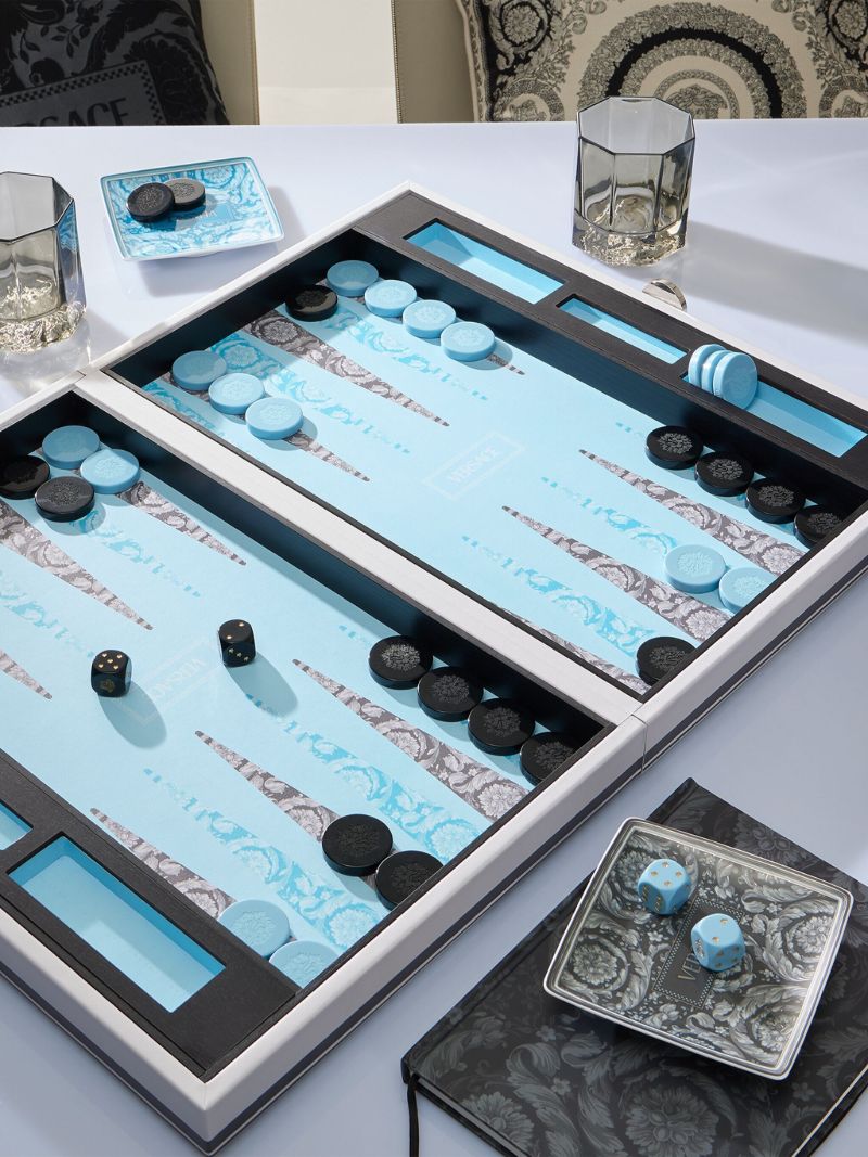 Blue Barocco Backgammon Set
