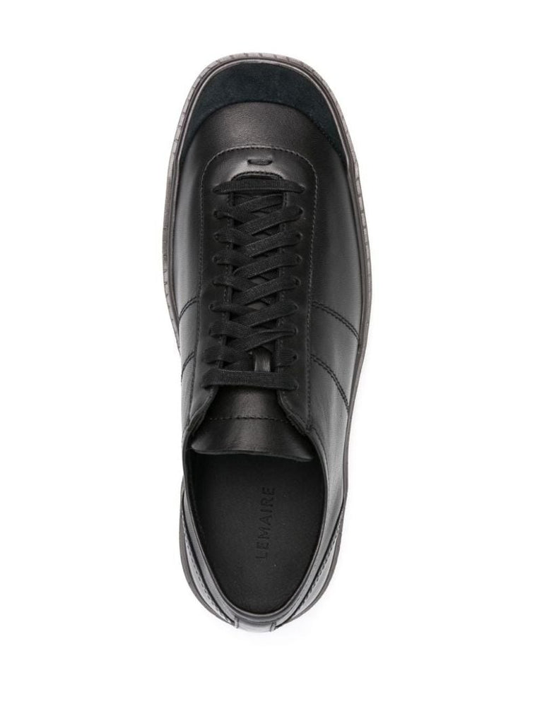 Black Linoleum Leather Sneakers