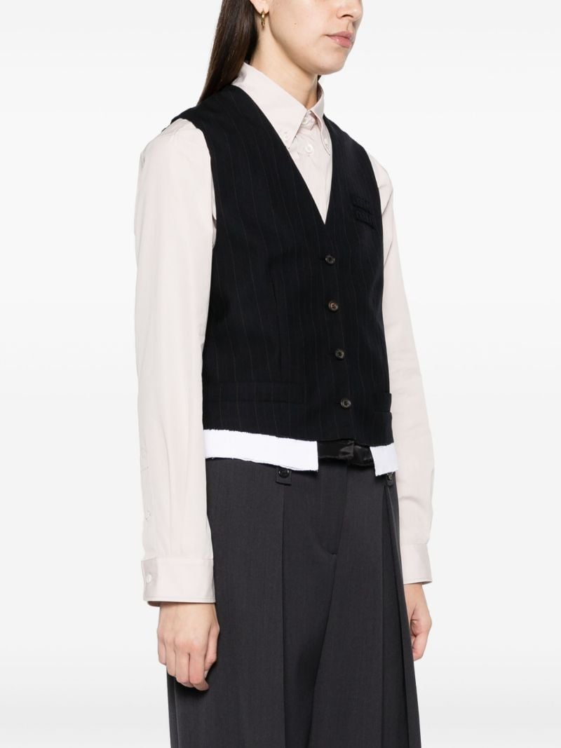 Black Logo-appliquÃ_x0083_Â© Pinstripe Vest